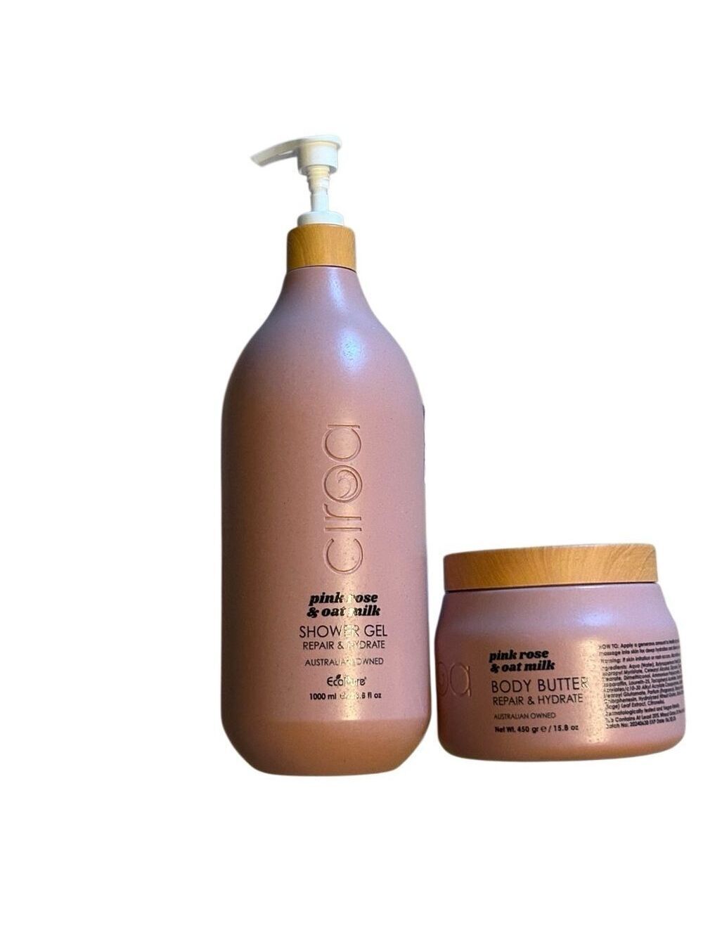 Ciroa Australia Body Wash & Body Butter Cream Duo Pink Rose & Oak Milk 2 Pc Set